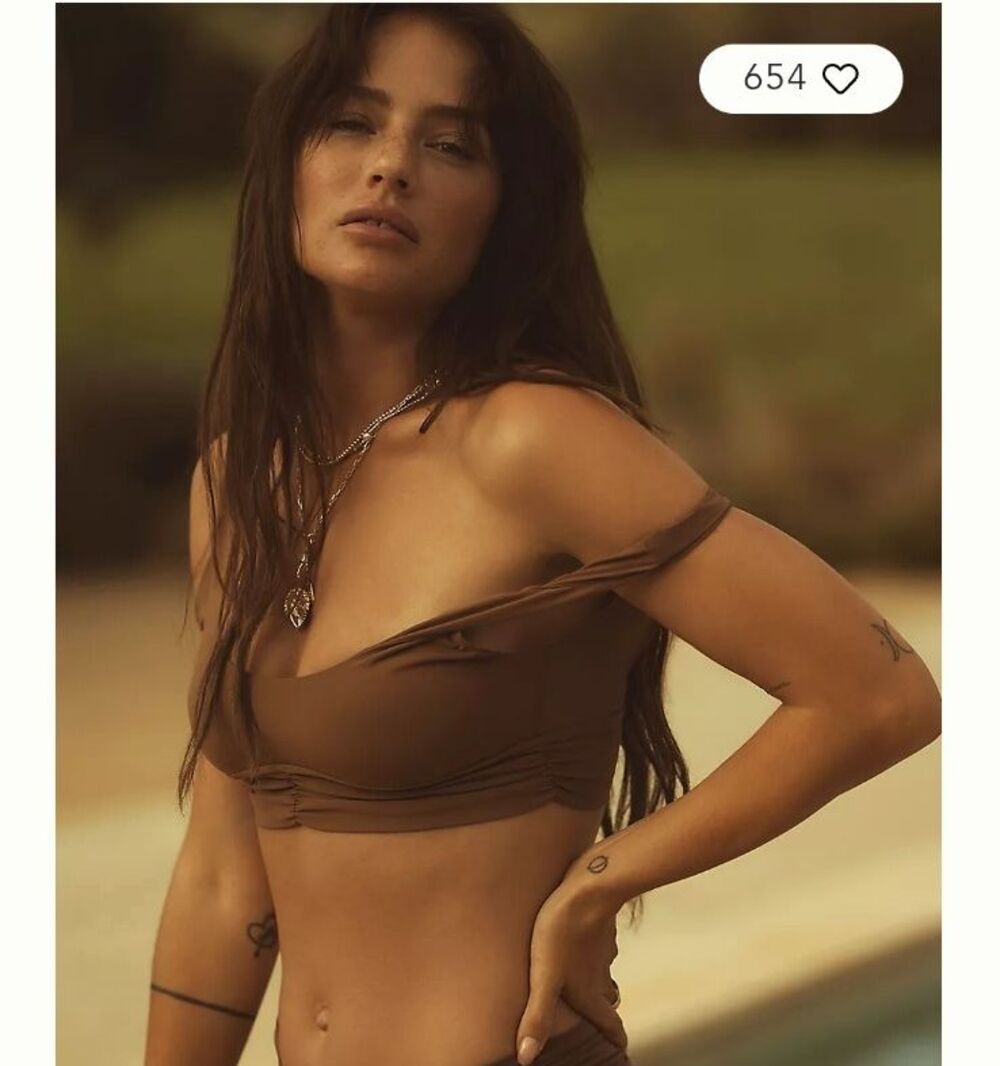 Riot Swim Pico taupe Bikini Top Tie Closure Size L New